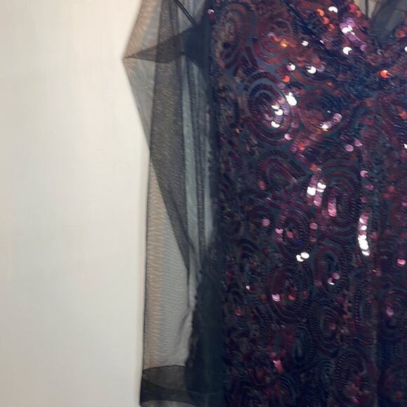 Dries Van Noten Carti black net mesh purple sequins layered top - Picture 6 of 12